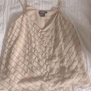Beige beaded tank top